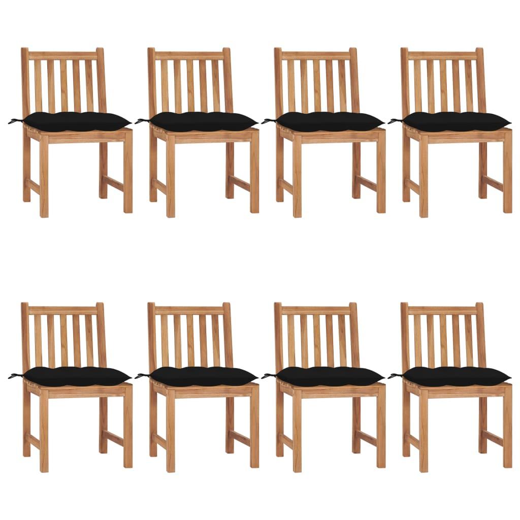 vidaXL Trädgårdsstolar 8 st med dynor massiv teak