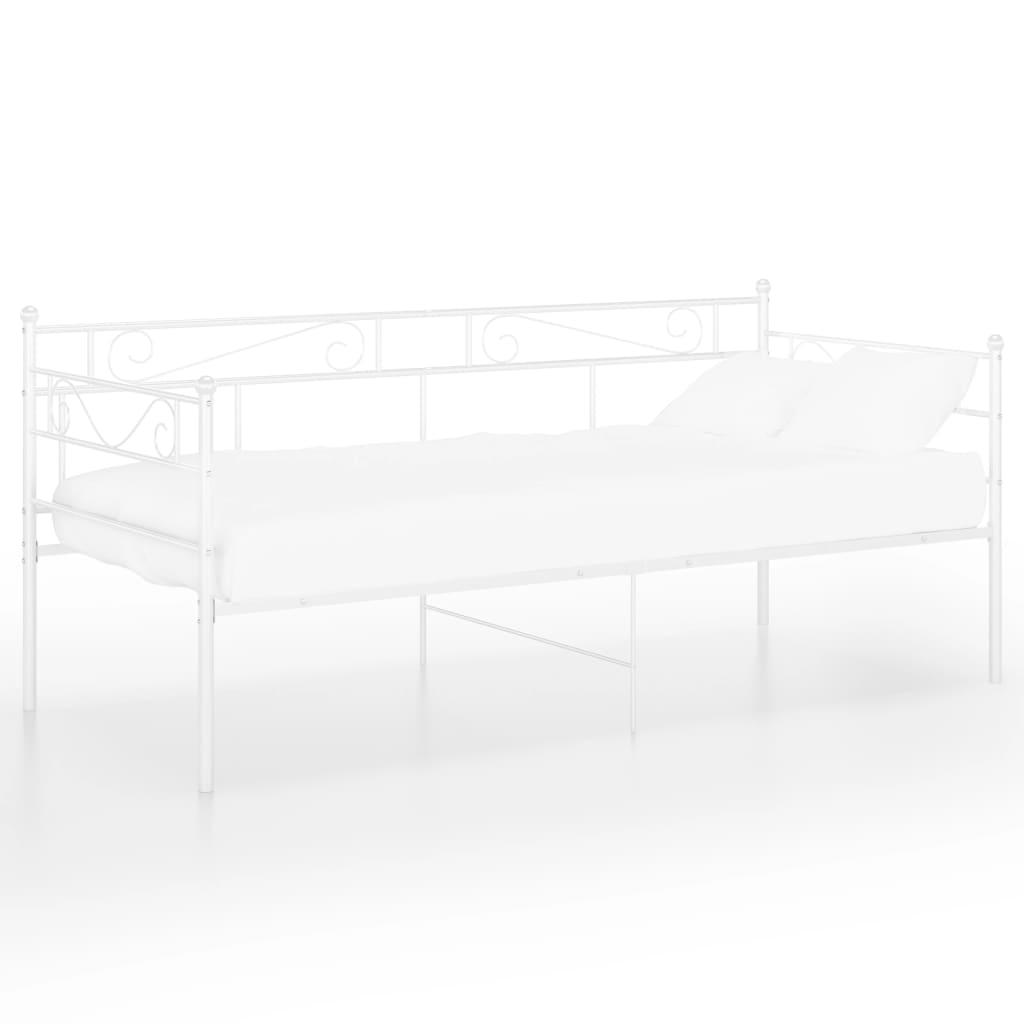 vidaXL Sängram bäddsoffa vit metall 90x200 cm