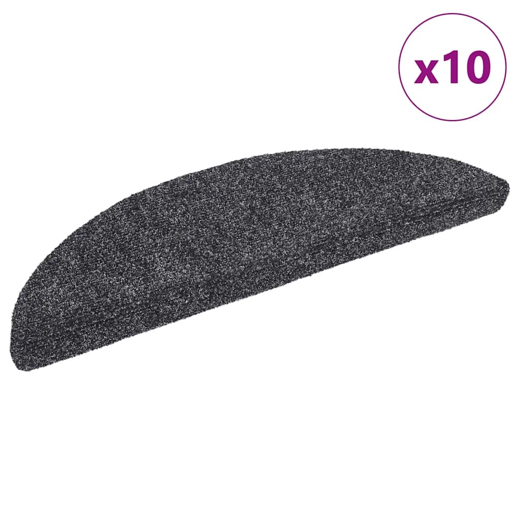 vidaXL Trappstegsmattor självhäftande 10 st mörkgrå 56x17x3 cm brodyr