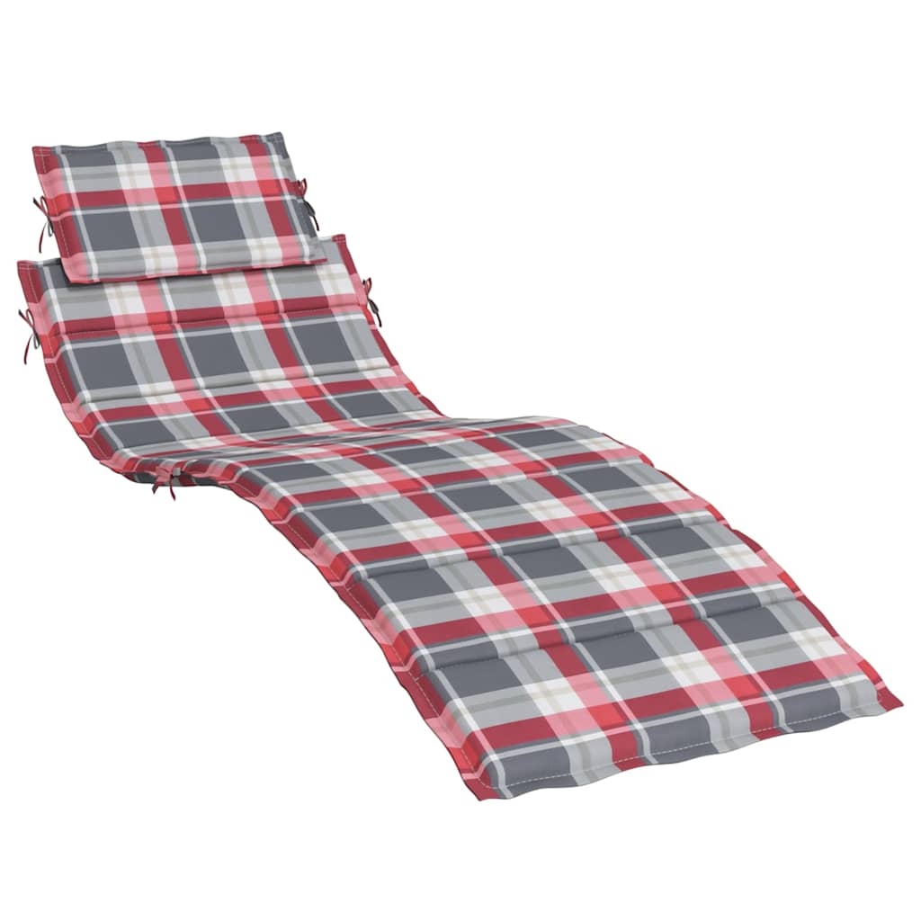 vidaXL Solsängsdyna rödrutig 186x58x3 cm oxfordtyg
