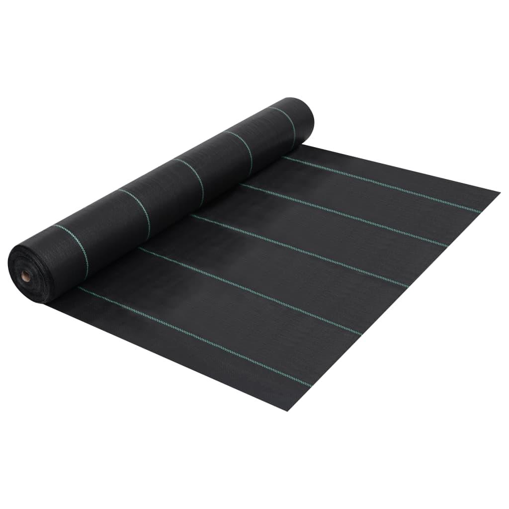 vidaXL Ogräsmatta svart 1x25 m PP