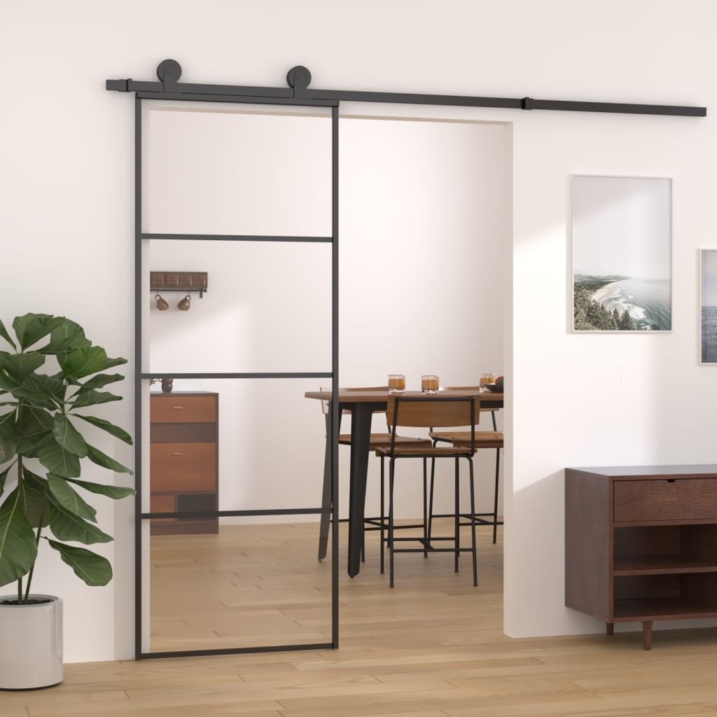 vidaXL Skjutdörr aluminium med ESG-glas 76x205 cm