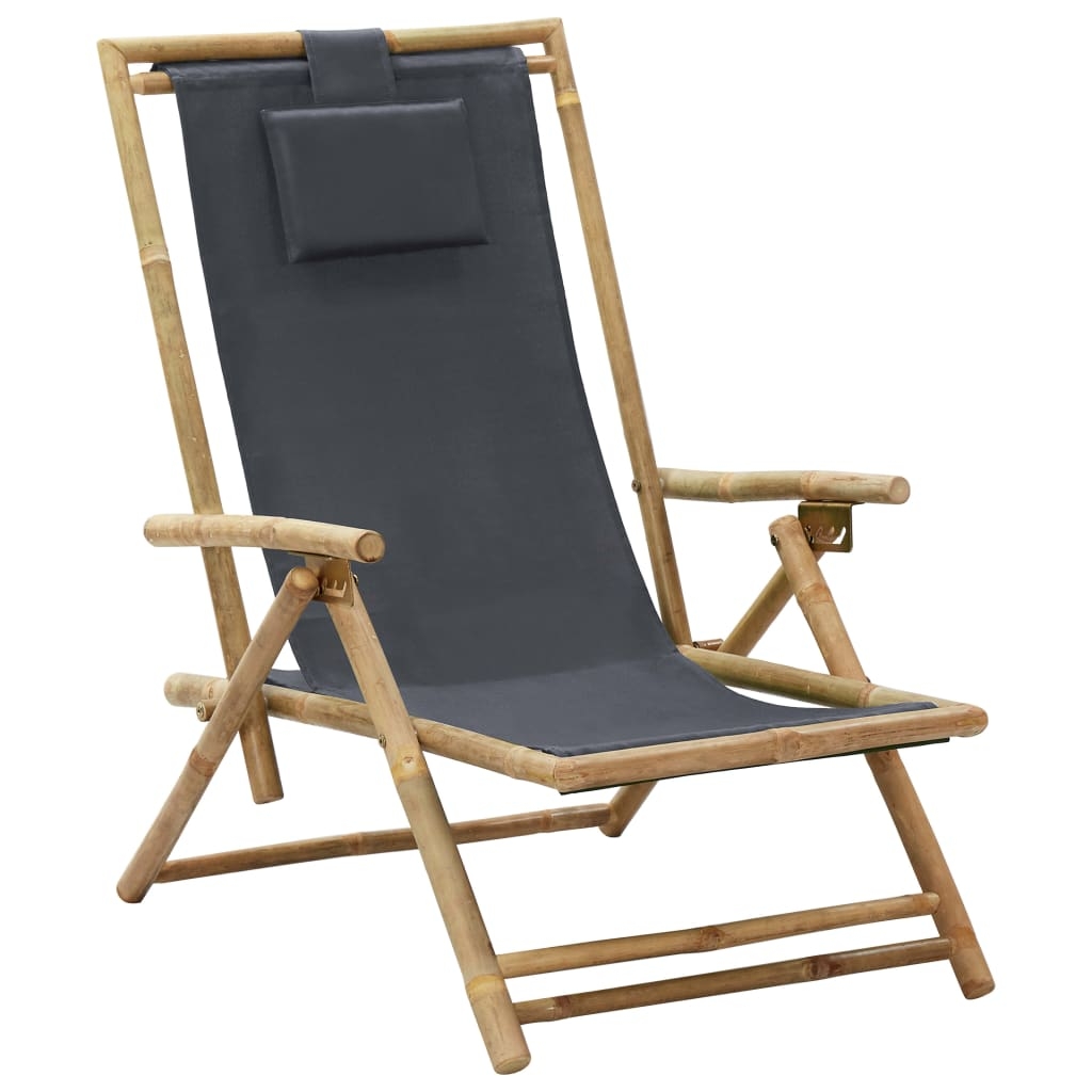 vidaXL Reclinerstol mörkgrå bambu och tyg