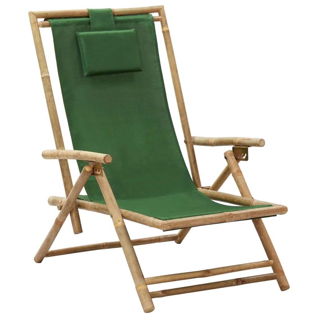 vidaXL Reclinerstol grön bambu och tyg