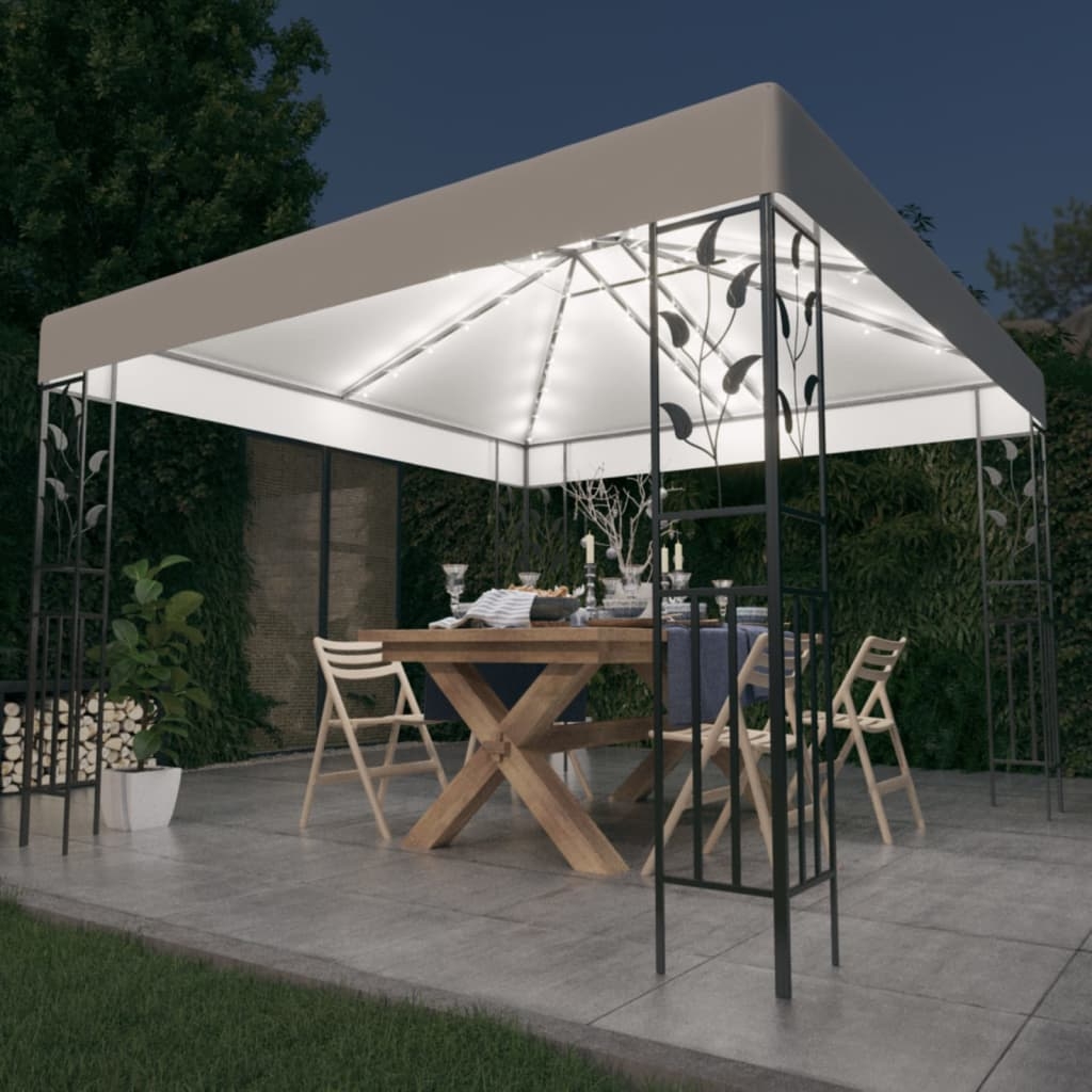 vidaXL Paviljong med ljusslinga LED 3x3 m