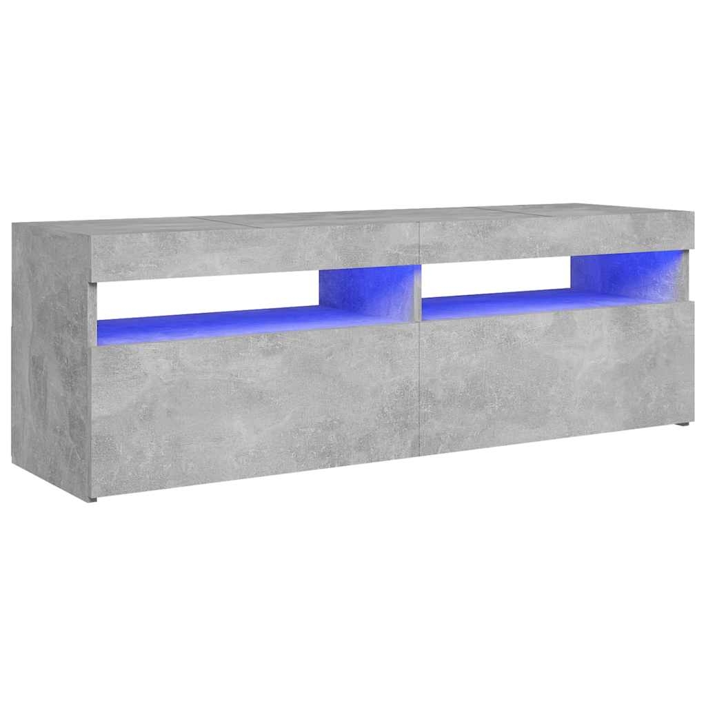 vidaXL TV-bänk med LED-belysning betonggrå 120x35x40 cm