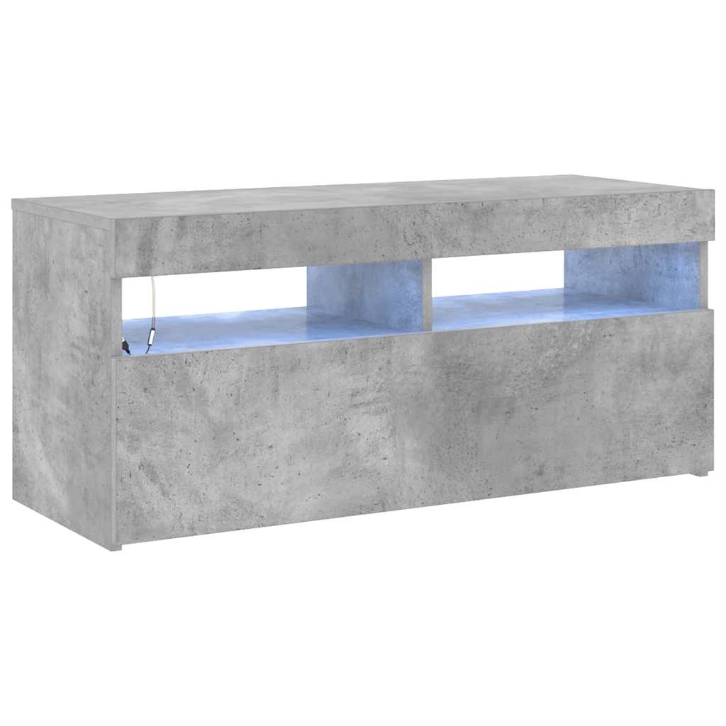 vidaXL TV-bänk med LED-belysning betonggrå 90x35x40 cm