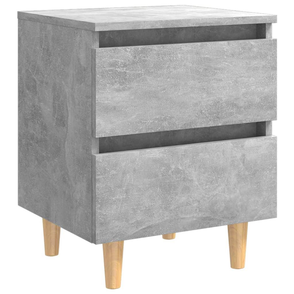 vidaXL Sängbord med massiva furuben betonggrå 40x35x50 cm