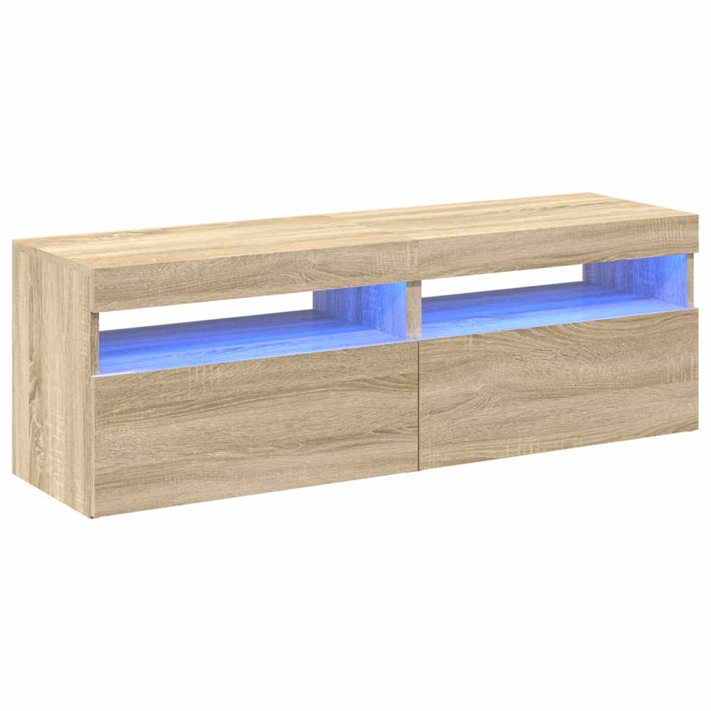 vidaXL TV-bänk med LED-belysning 2 st sonoma-ek 60x35x40 cm