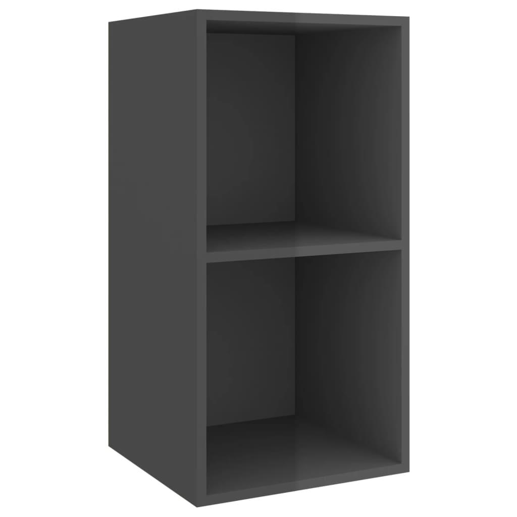 vidaXL Väggmonterad tv-bänk grå högglans 37x37x72 cm konstruerat trä