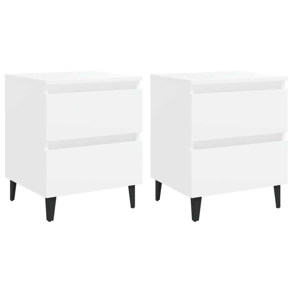 vidaXL Sängbord 2 st vit 40x35x50 cm spånskiva