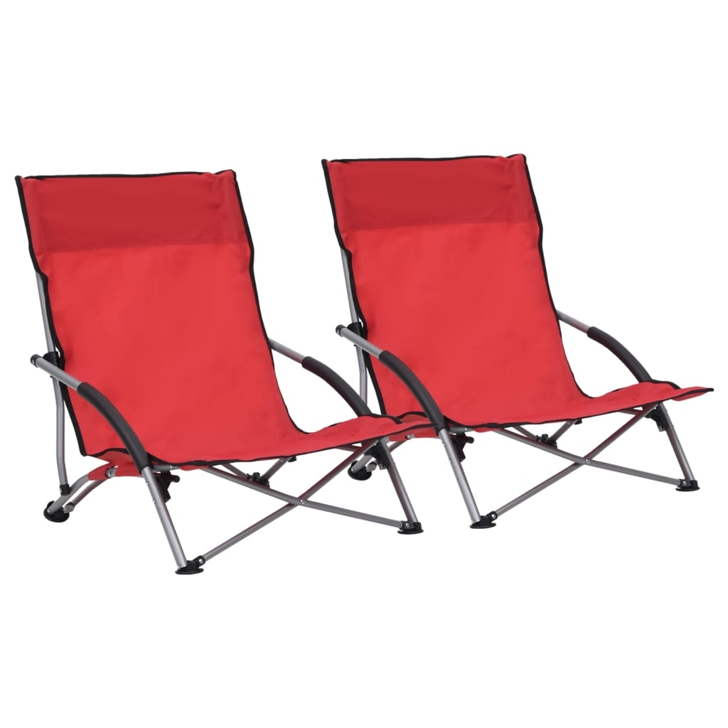 vidaXL Hopfällbara strandstolar 2 st röd tyg
