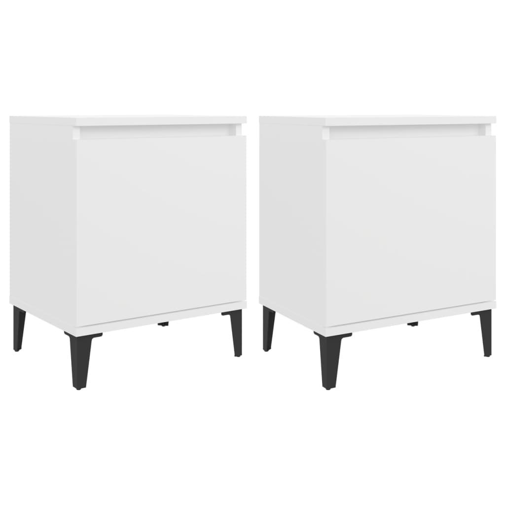 vidaXL Sängbord med metallben vit 40x30x50 cm
