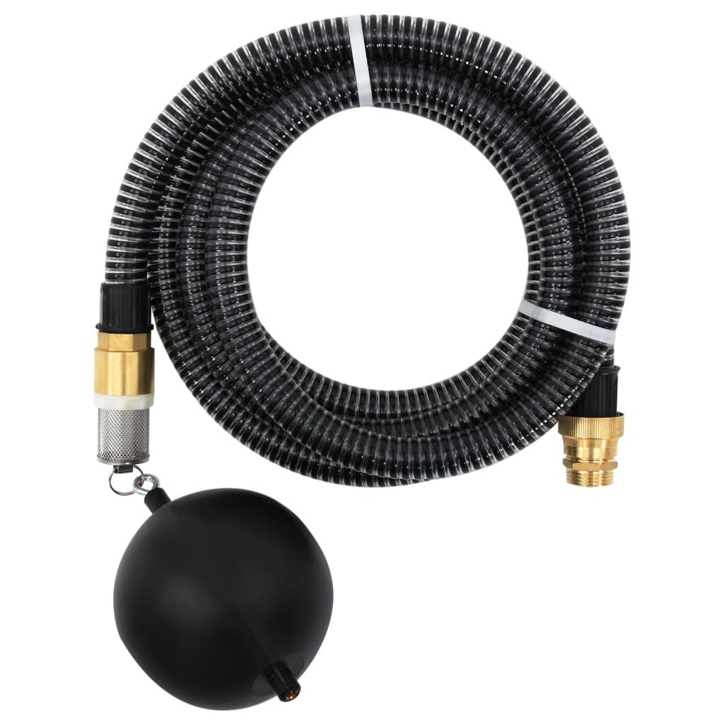 vidaXL Sugslang med kopplingar mässing svart 1,1" 25 m PVC