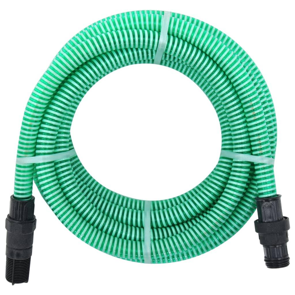 vidaXL Sugslang med kopplingar mässing grön 1" 10 m PVC