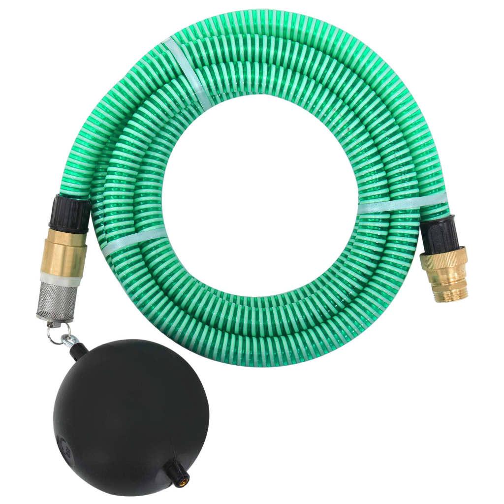 vidaXL Sugslang med kopplingar mässing grön 1,1" 25 m PVC