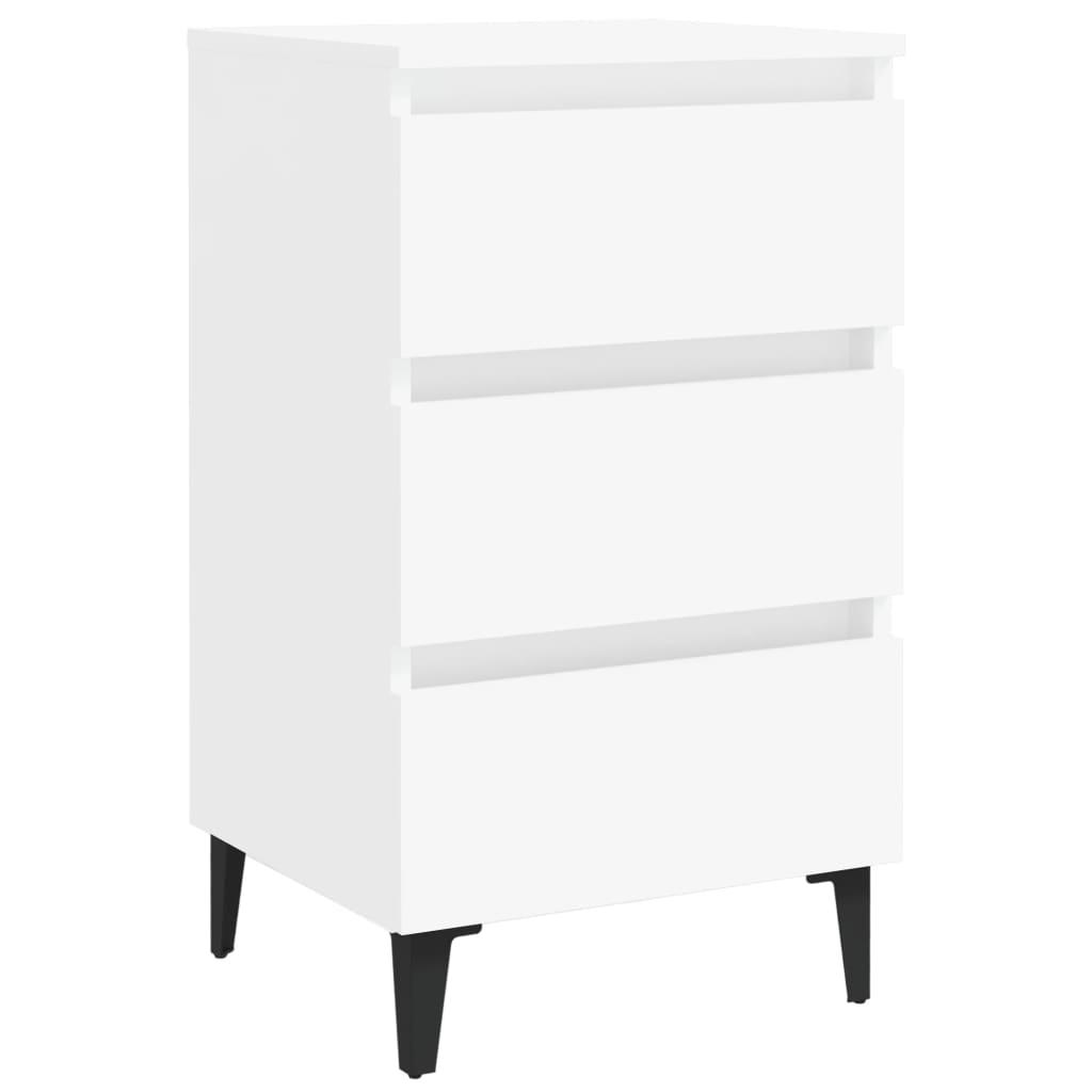 vidaXL Sängbord med metallben vit 40x35x69 cm