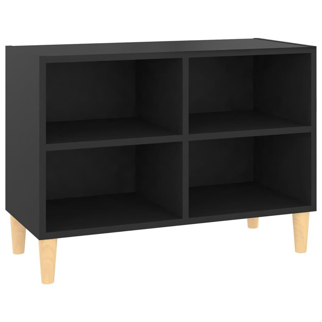 vidaXL TV-bänk med massiva ben svart 69,5x30x50 cm