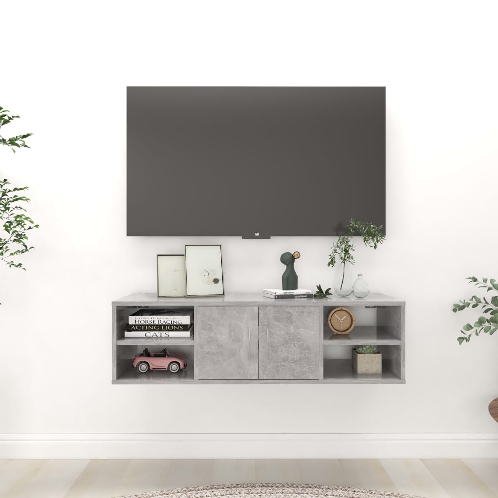 vidaXL Vägghylla betonggrå 102x30x29 cm konstruerat trä