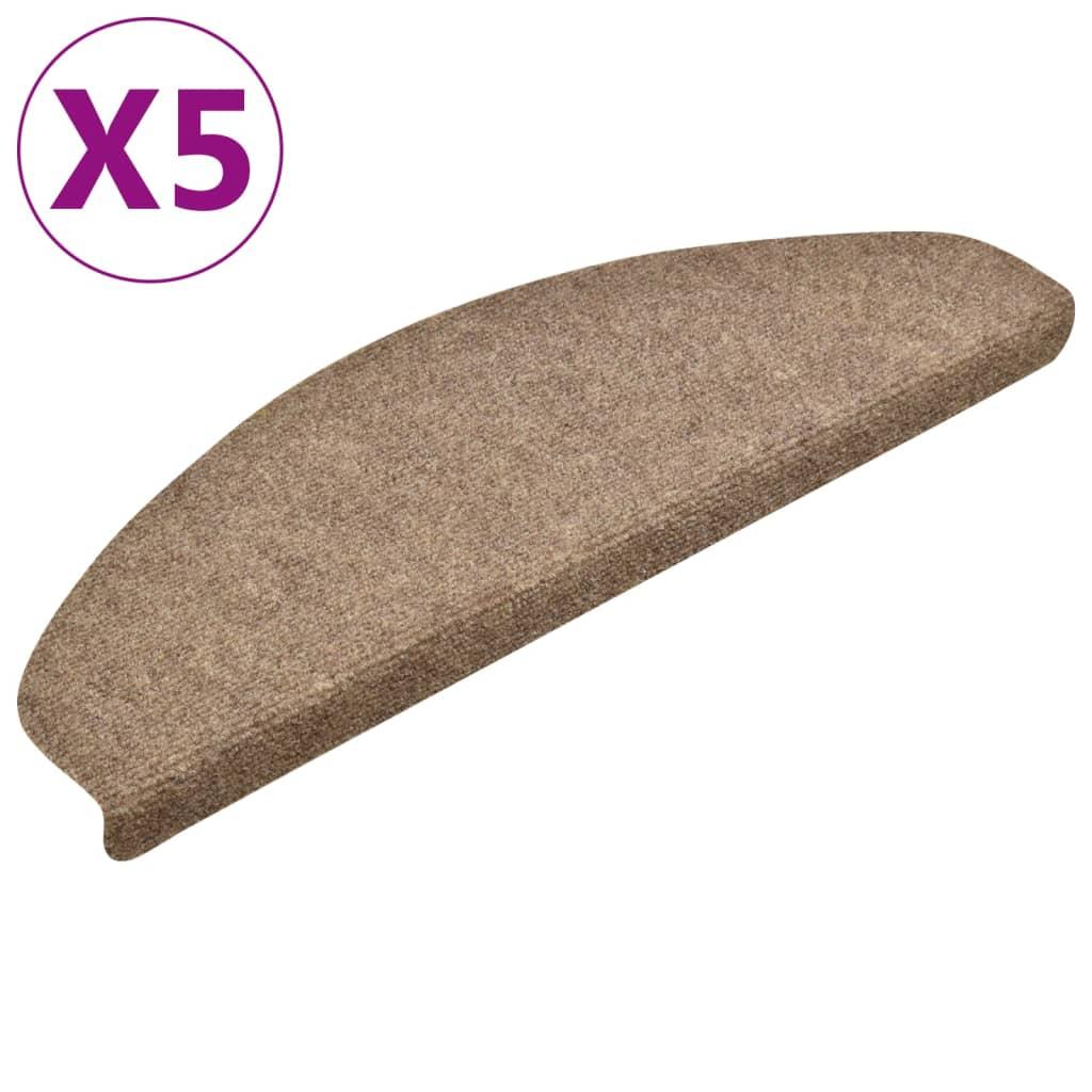 vidaXL Trappstegsmattor självhäftande 5 st gräddvit 65x21x4 cm brodyr