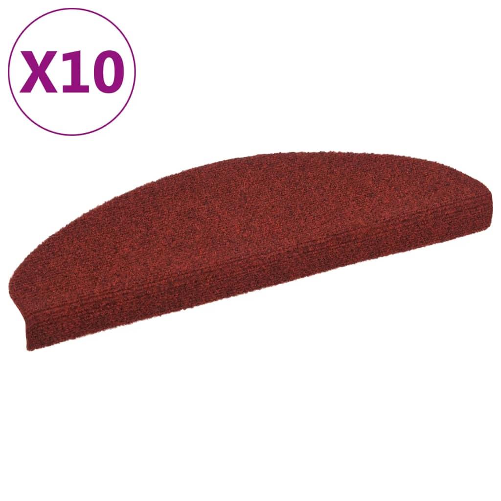 vidaXL Trappstegsmattor självhäftande 10 st röd 65x21x4 cm brodyr