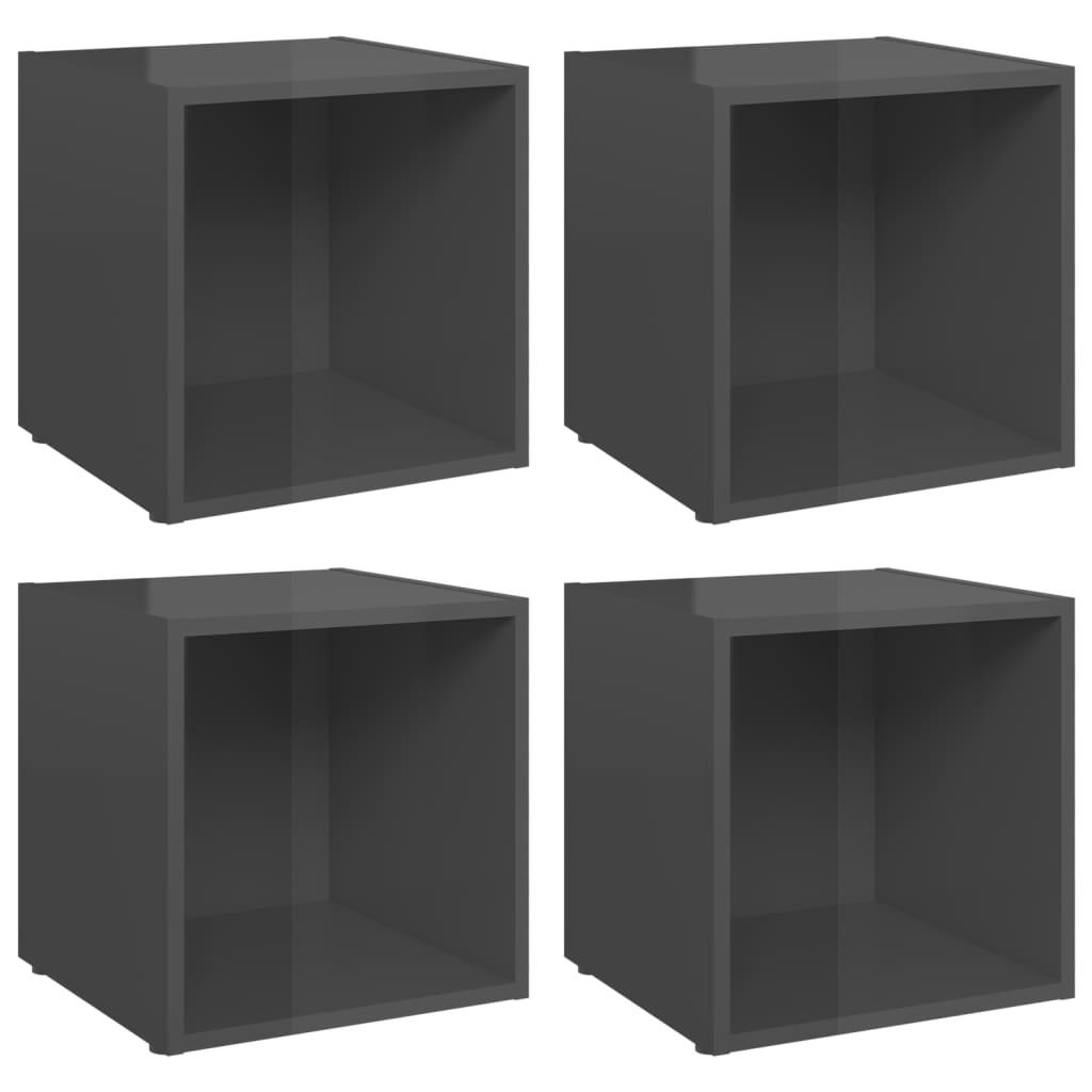 vidaXL TV-bänk 4 st grå högglans 37x35x37 cm spånskiva