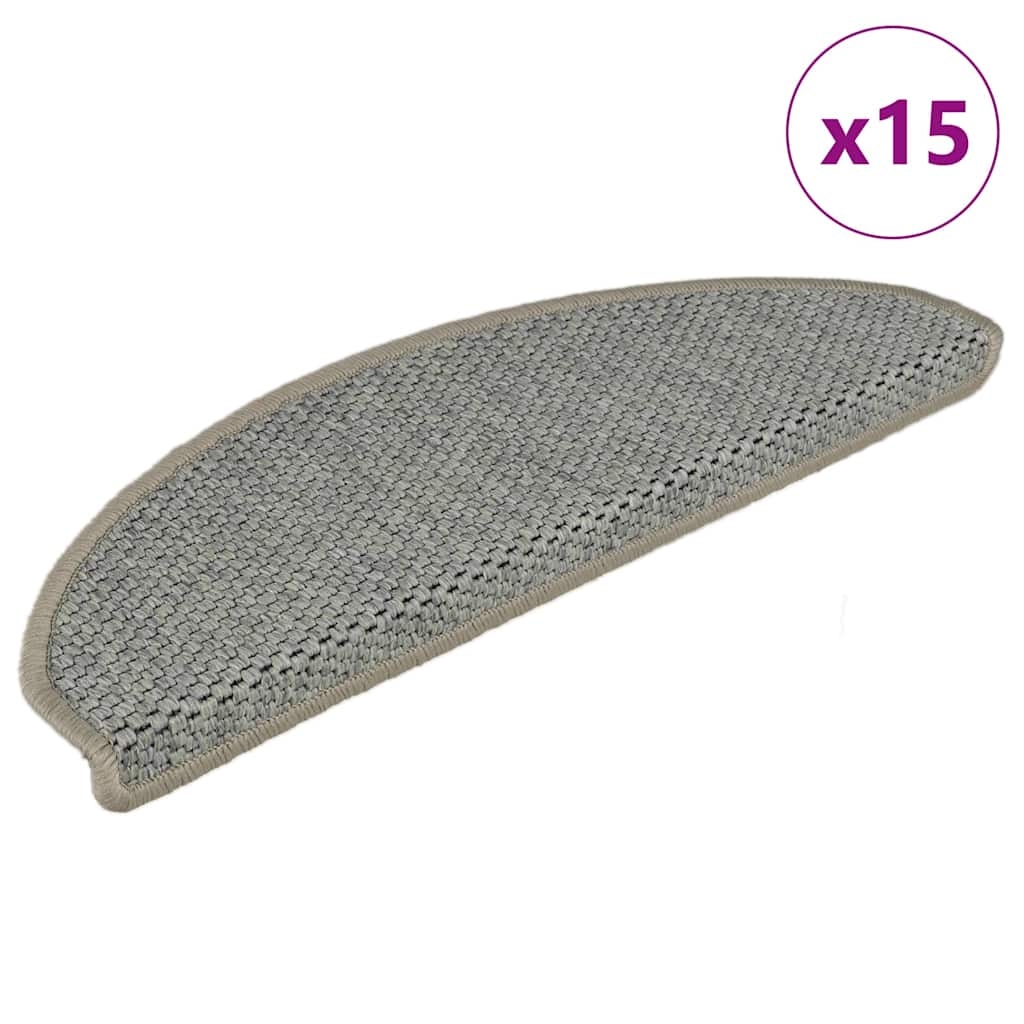 vidaXL Trappstegsmattor självhäftande sisal 15 st 65x21x4 cm