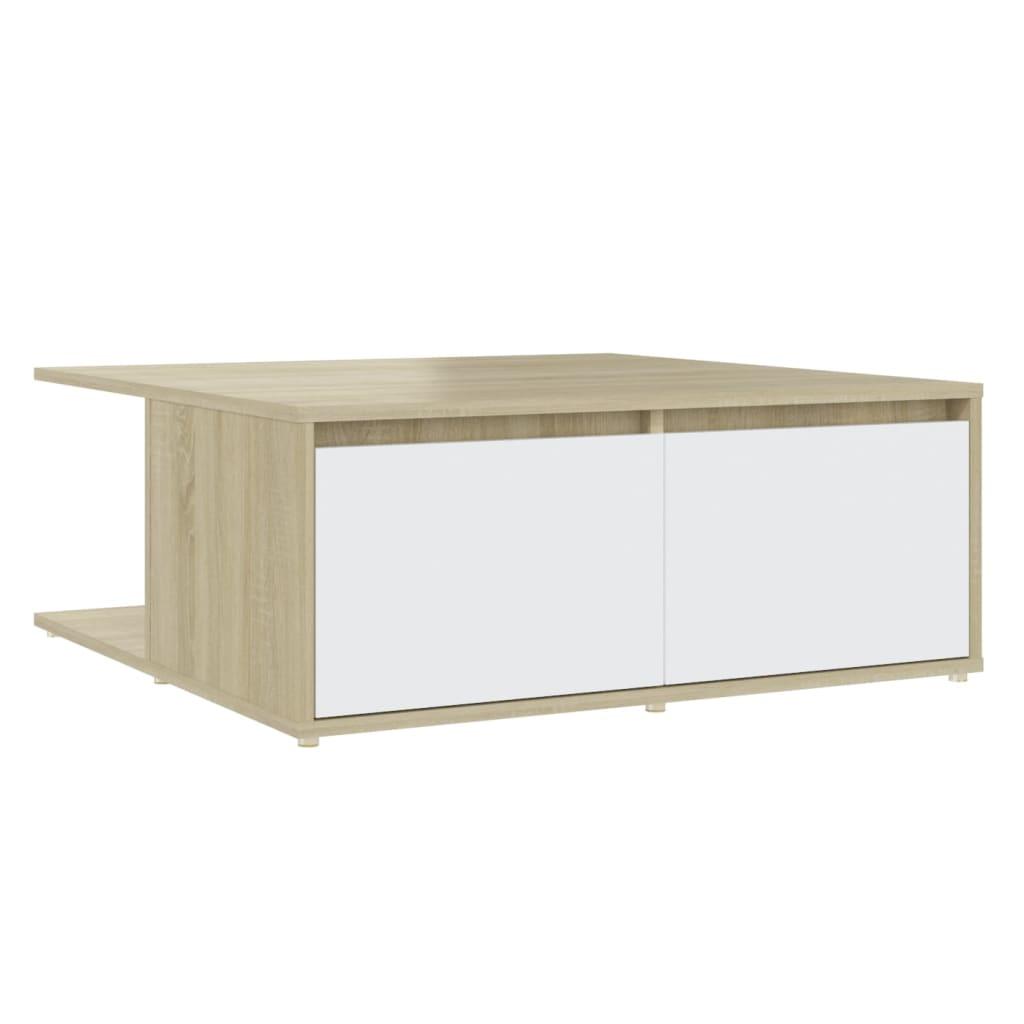 vidaXL Soffbord vit och sonoma-ek 80x80x31 cm spånskiva