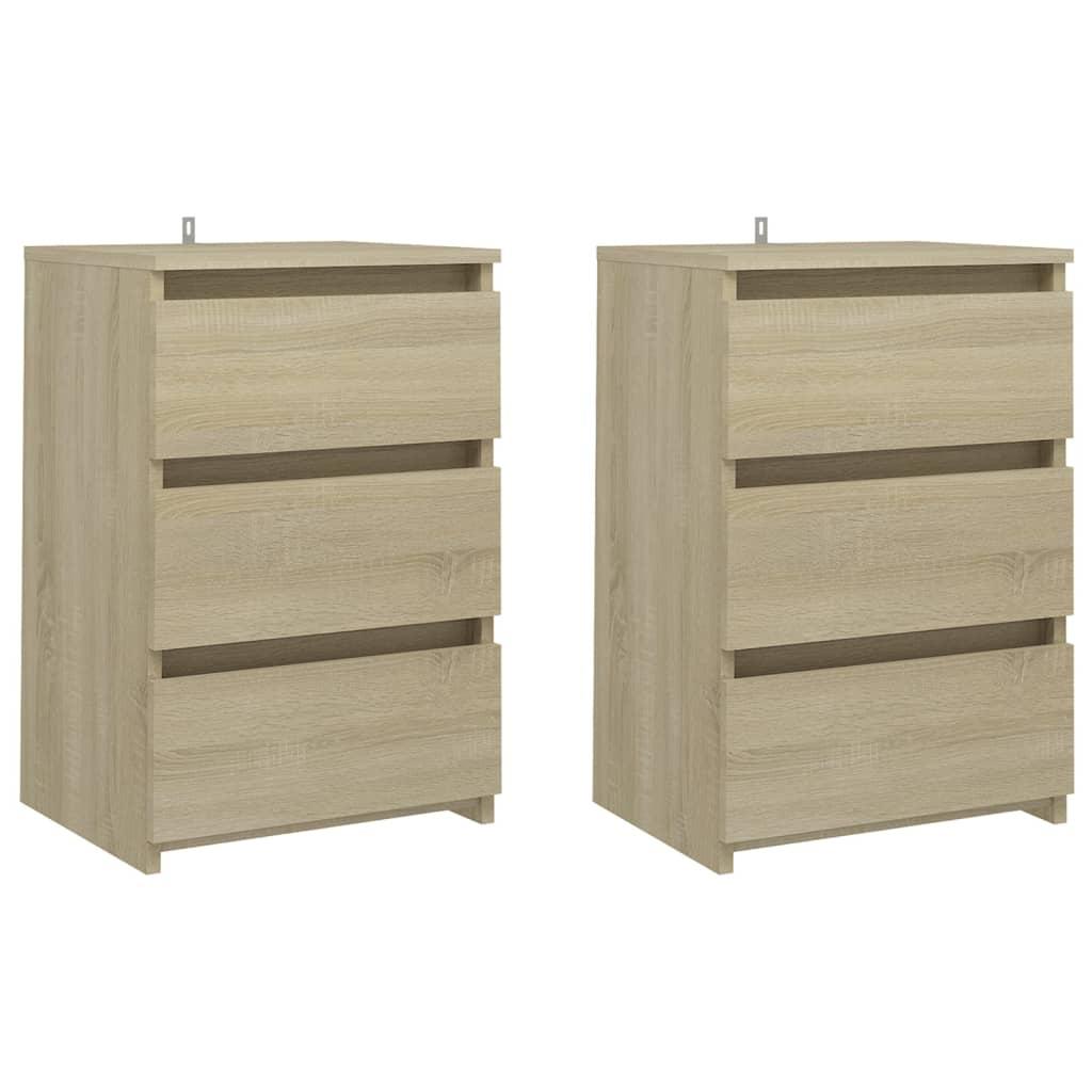 vidaXL Sängbord 2 st sonoma-ek 40x35x62,5 cm konstruerat trä