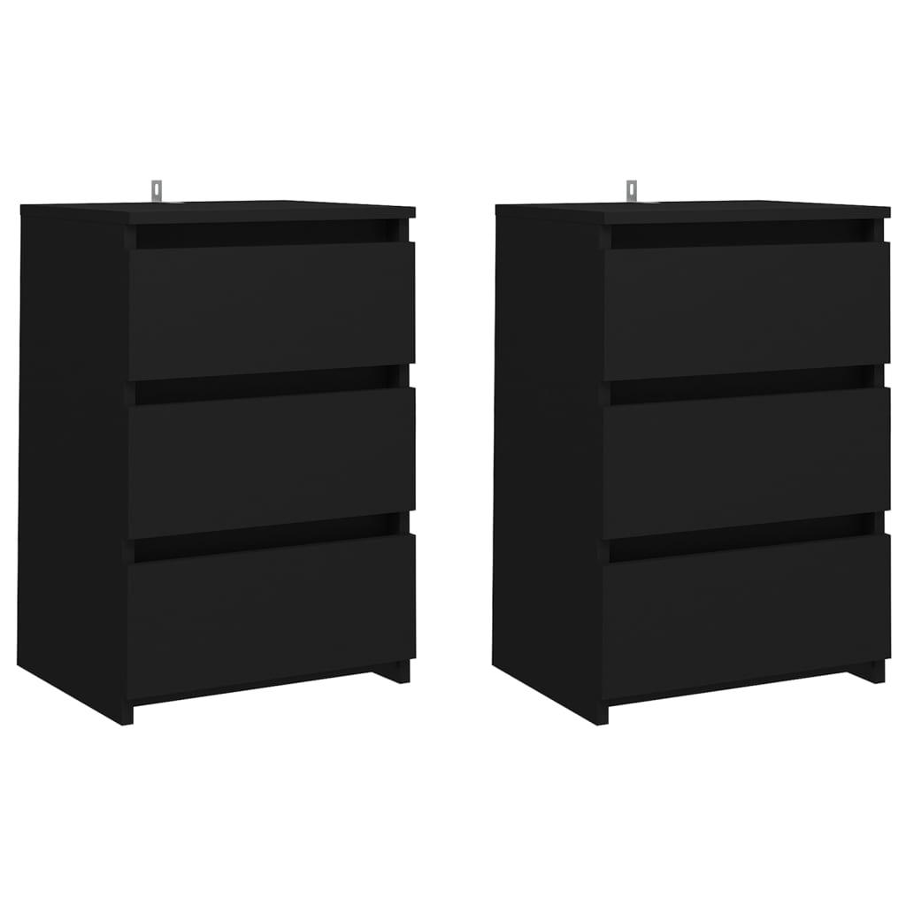 vidaXL Sängbord 2 st svart 40x35x62,5 cm spånskiva
