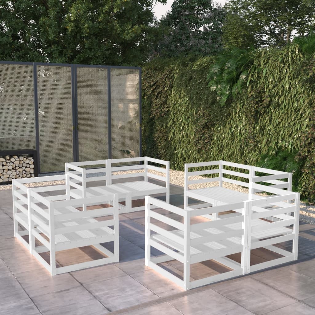 vidaXL Loungegrupp 8 delar vit massiv furu