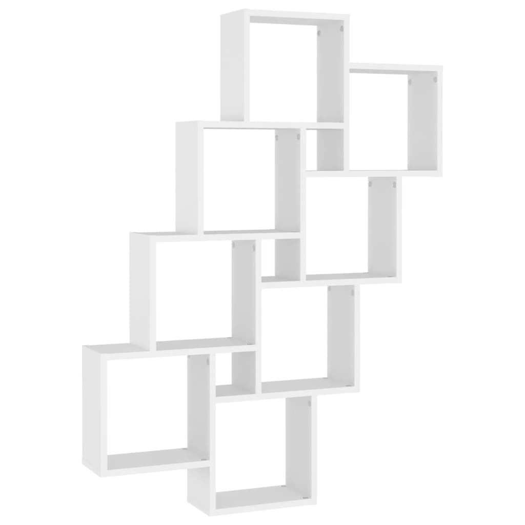 vidaXL Vägghylla kubformad vit 90x15x119 cm konstruerat trä
