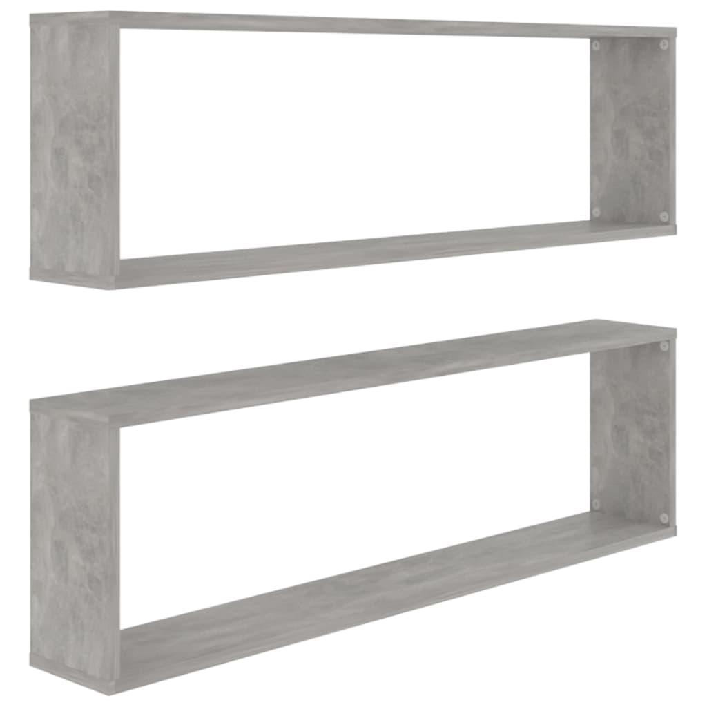vidaXL Vägghylla kubformad 2 st betonggrå 100x15x30 cm spånskiva