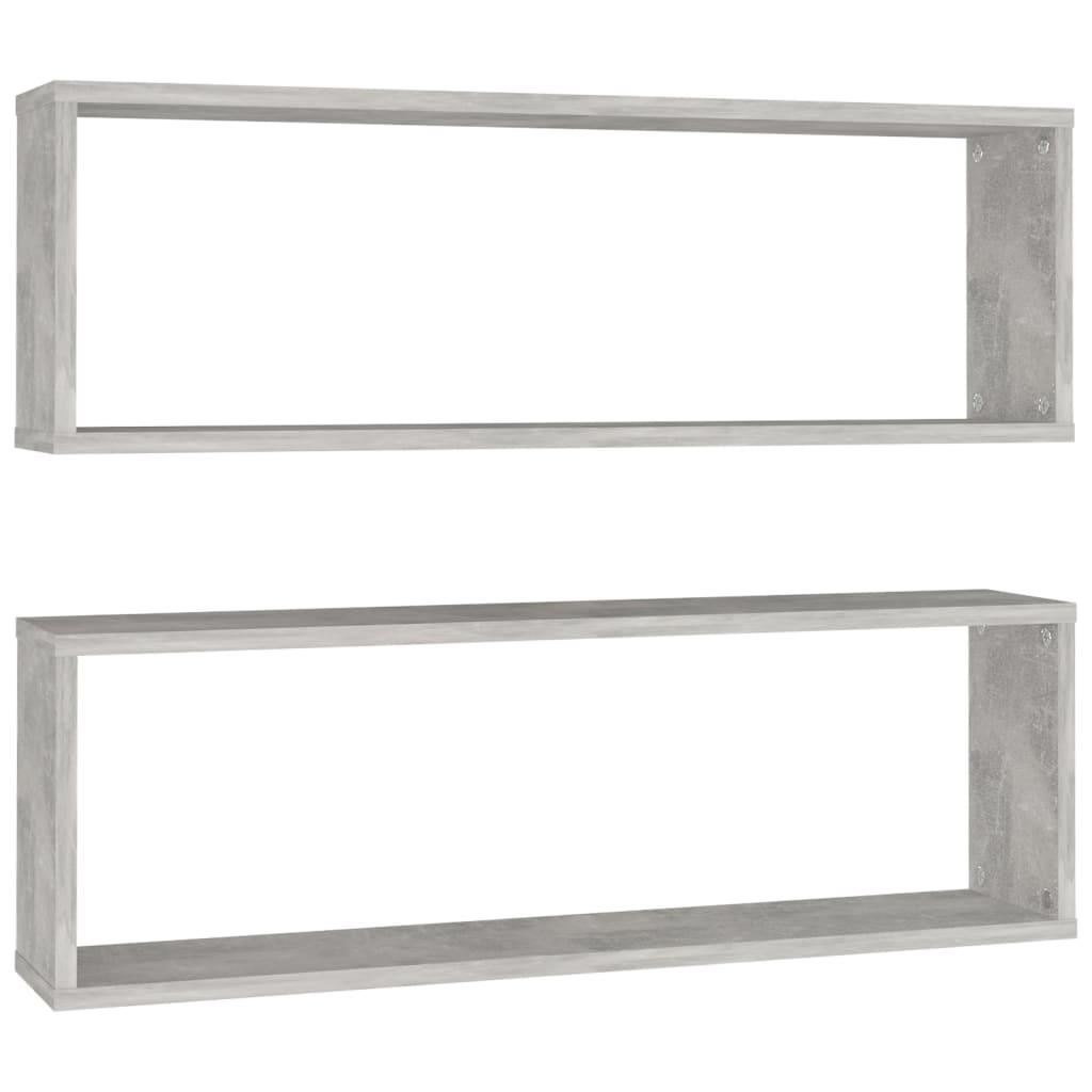 vidaXL Vägghylla kubformad 2 st betonggrå 80x15x26,5 cm spånskiva