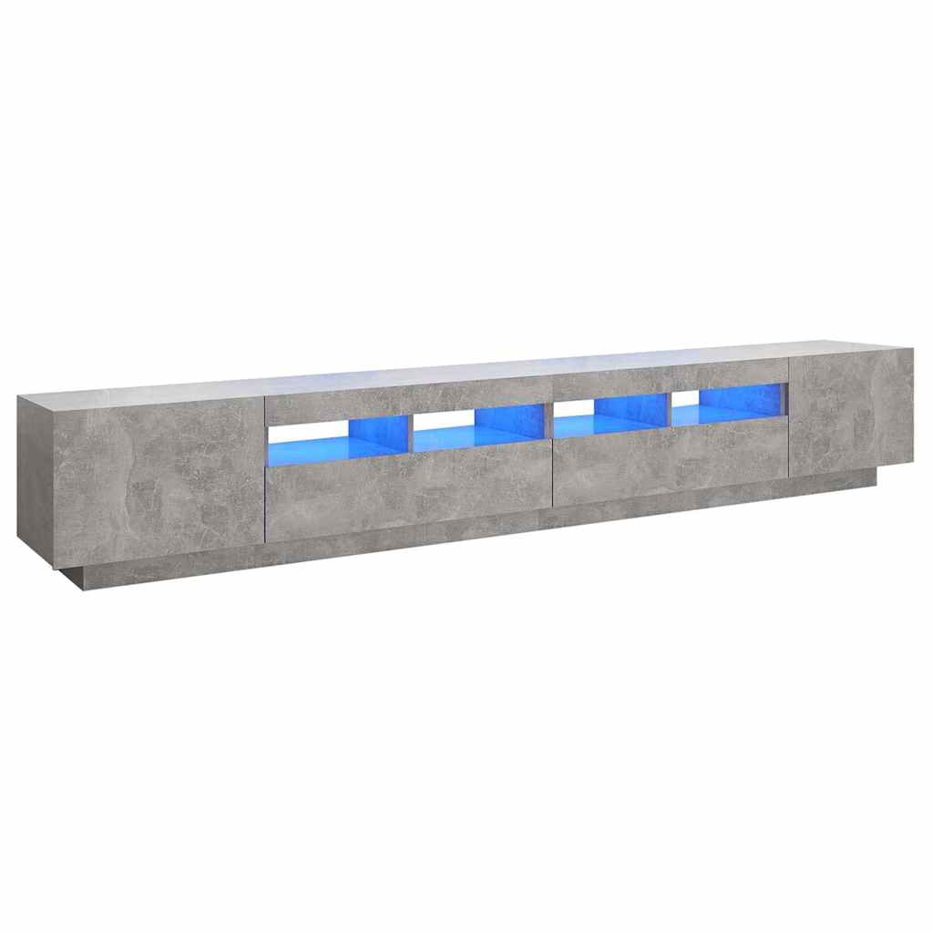 vidaXL TV-bänk med LED-belysning betonggrå 260x35x40 cm