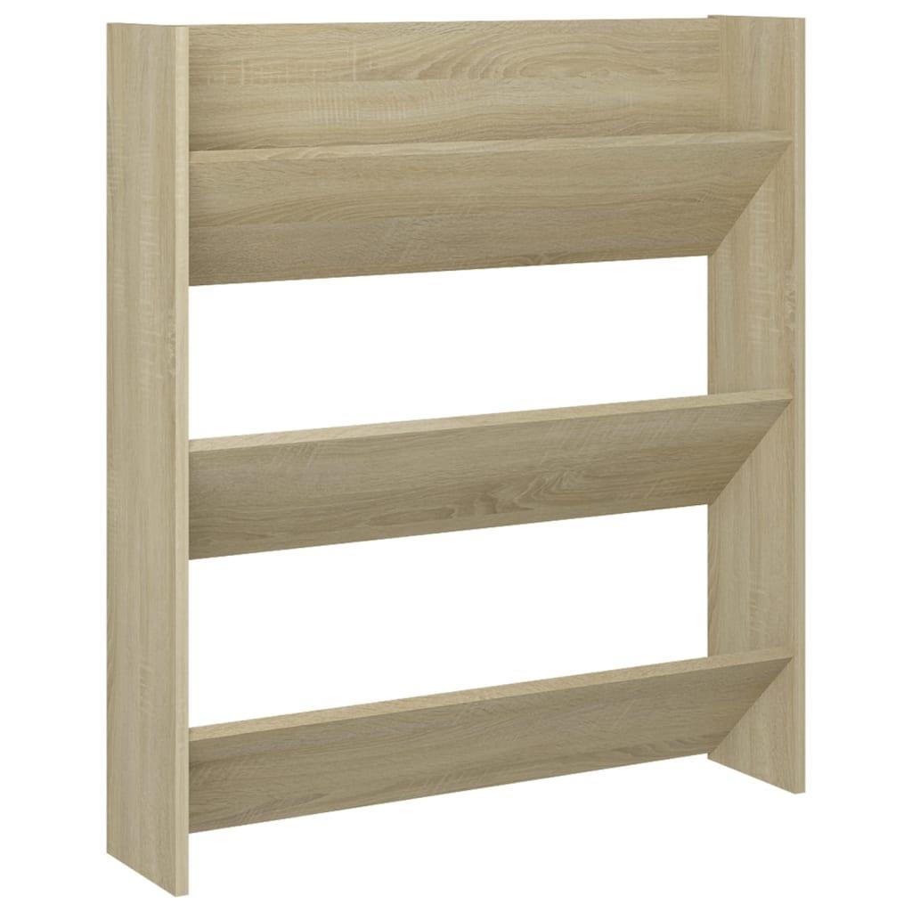 vidaXL Väggmonterat skoställ sonoma-ek 80x18x90 cm spånskiva
