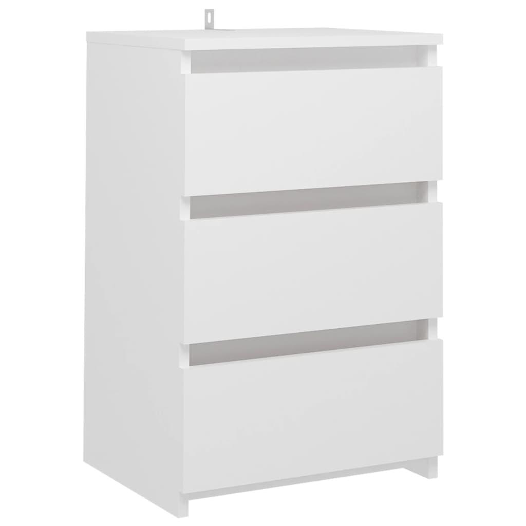 vidaXL Sängbord vit 40x35x62,5 cm spånskiva