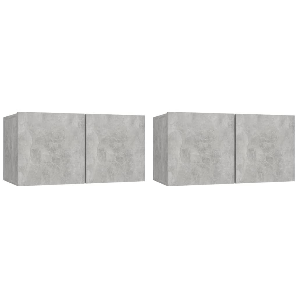 vidaXL Hängande TV-skåp 2 st betonggrå 60x30x30 cm