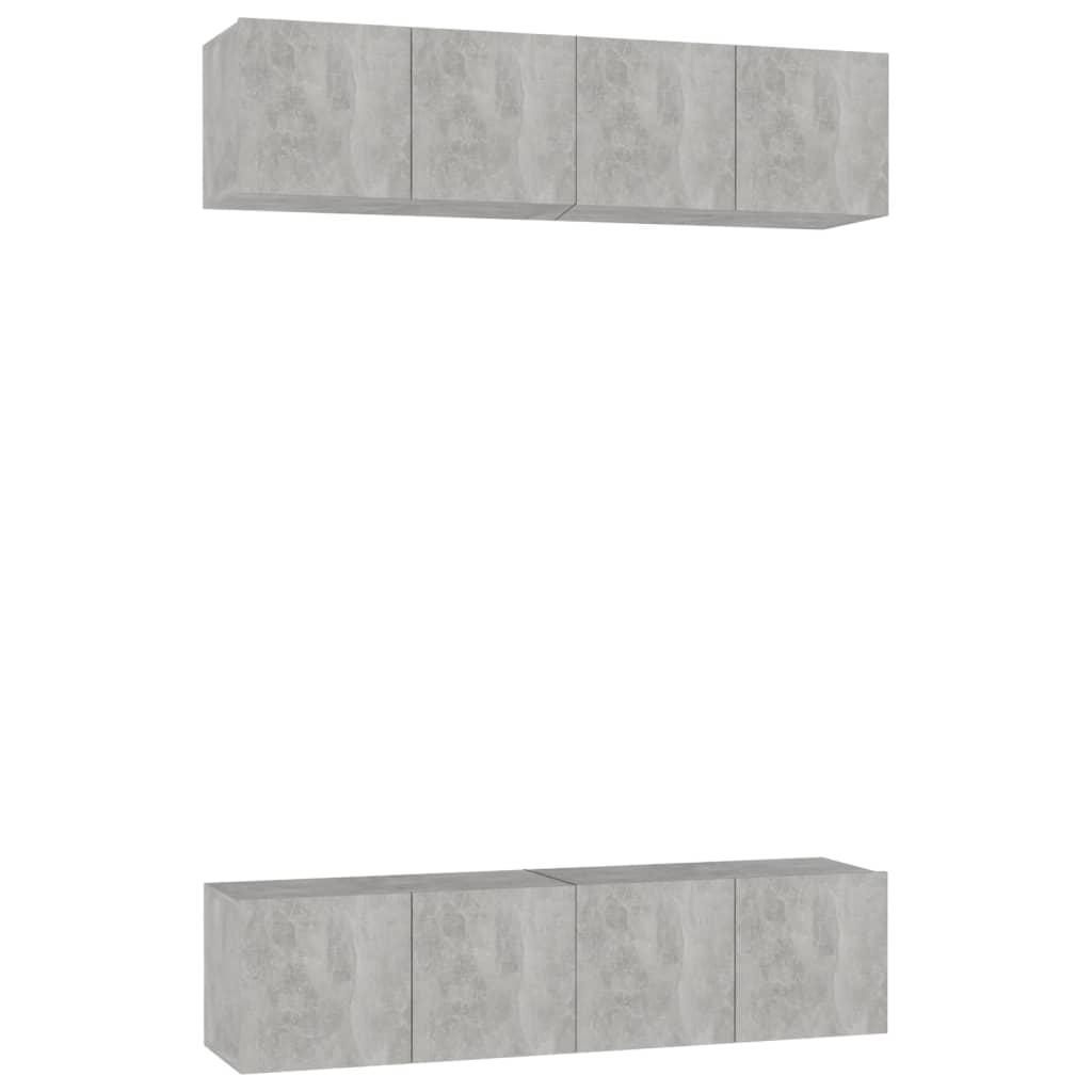 vidaXL Tv-bänk set 4 st betonggrå 60x30x30 cm konstruerat trä