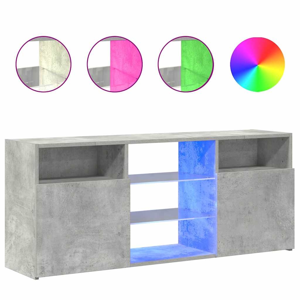 vidaXL TV-bänk med LED-belysning betonggrå 120x30x50 cm