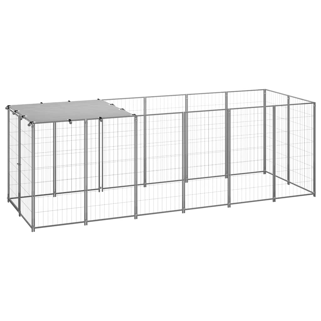 vidaXL Hundgård silver 330x110x110 cm stål