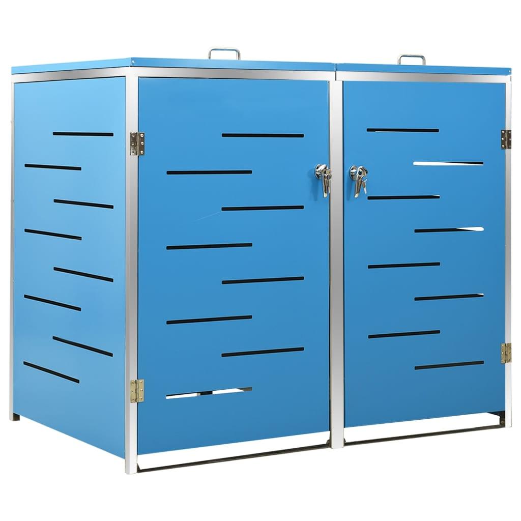 vidaXL Skjul till två sopkärl 138x77,5x112,5 cm rostfritt stål