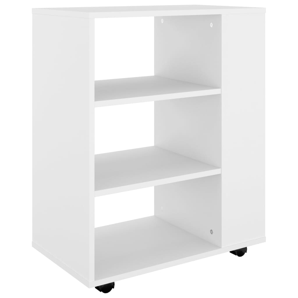 vidaXL Skåp med hjul vit 60x35x75 cm spånskiva