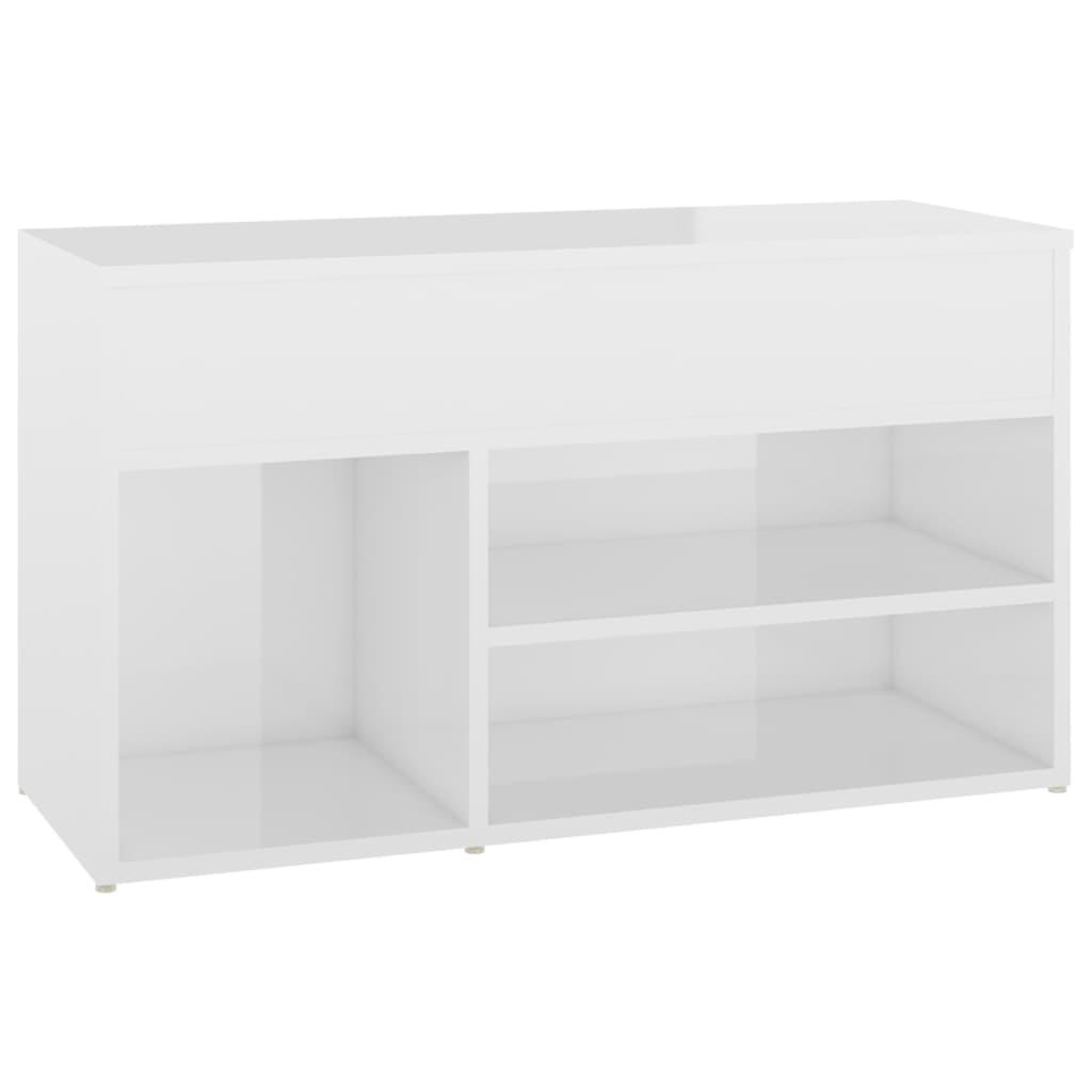 vidaXL Skobänk vit högglans 80x30x45 cm spånskiva