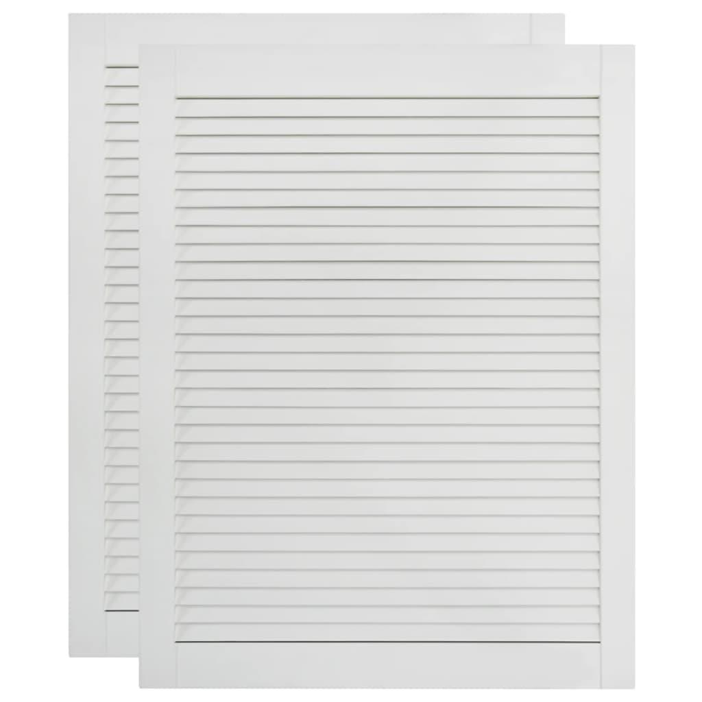 vidaXL Skåpluckor lamelldesign 2 st vit 69x49,4 cm massiv furu