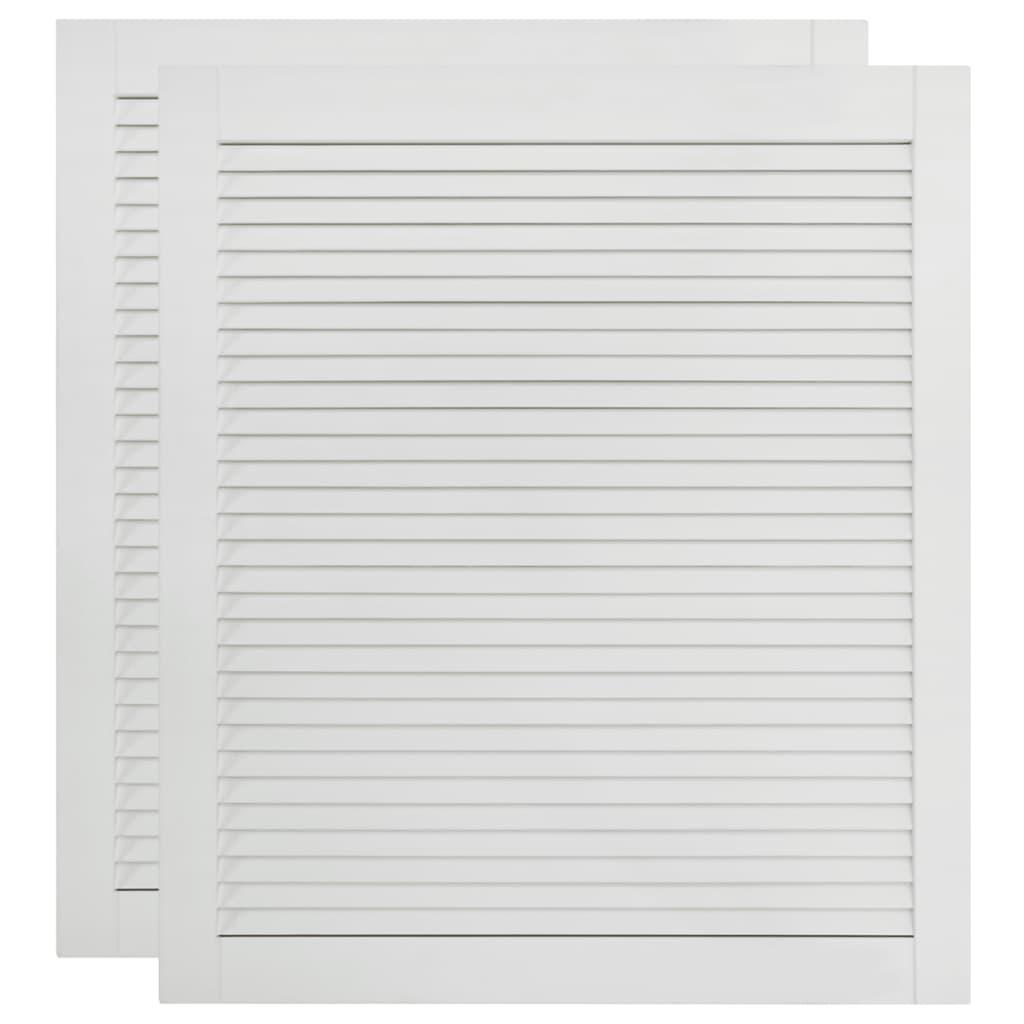 vidaXL Skåpluckor lamelldesign 2 st vit 69x59,4 cm massiv furu
