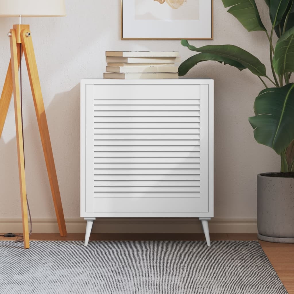 vidaXL Skåplucka lamelldesign vit 61,5x59,4 cm massiv furu