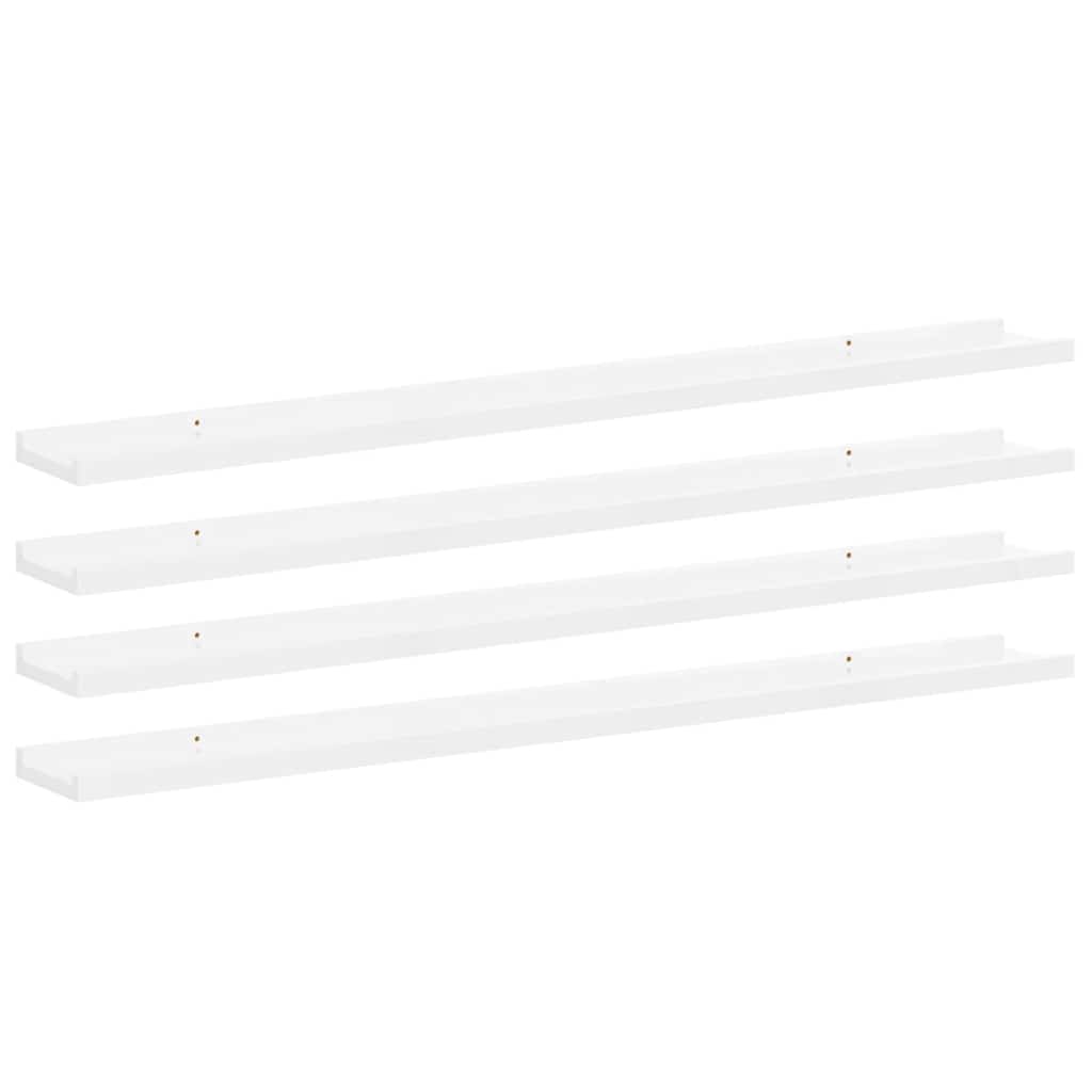 vidaXL Vägghyllor 4 st vit högglans 100x9x3 cm