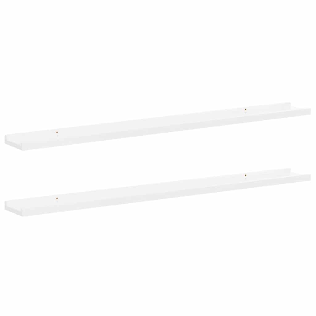 vidaXL Vägghyllor 2 st vit högglans 100x9x3 cm