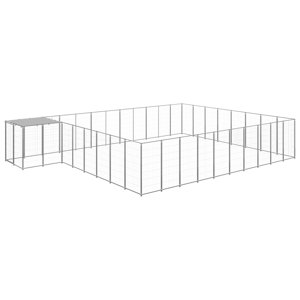 vidaXL Hundgård silver 25,41 m² stål